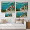 Designart - House Near The Sea Colorful Flowers I - Nautical & Coastal Print on Natural Pine Wood